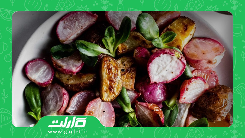 غذای رژیمی سالاد سیب زمینی با تربچه